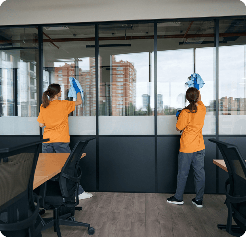 Office cleaning in progress