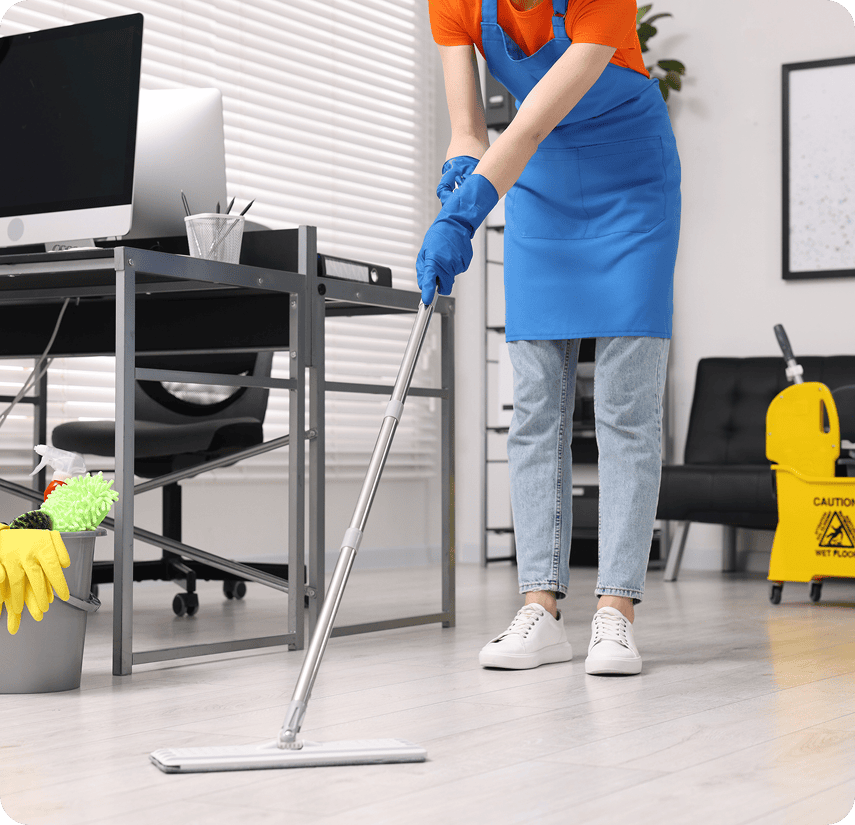 Office cleaning in progress